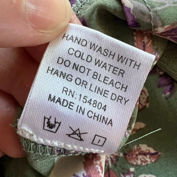 Blush BJ Womens Crop Top Floral Print Pleated Underwire Cutout Back Green Small - Picture 11 of 11